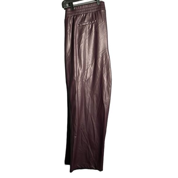 Ashely Stewart Wine Color Faux Leather Pull On Pants With Elastic Waist Sz 22/24 - Picture 1 of 8